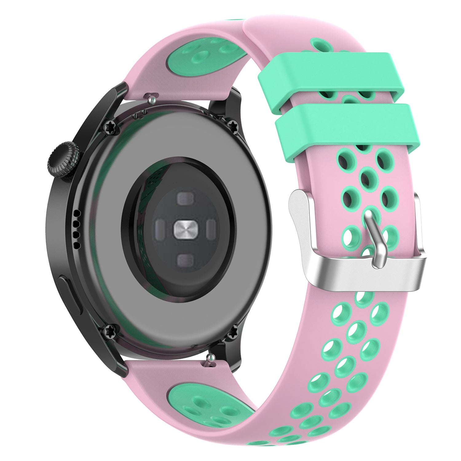 20mm Multiple Holes Breathable Dual Color Silicone Watch Strap Wristband for Huawei Watch GT3 42mm Samsung Galaxy Watch 42mm