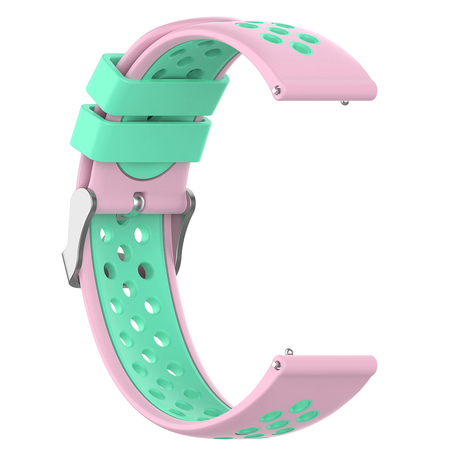 20mm Multiple Holes Breathable Dual Color Silicone Watch Strap Wristband for Huawei Watch GT3 42mm Samsung Galaxy Watch 42mm