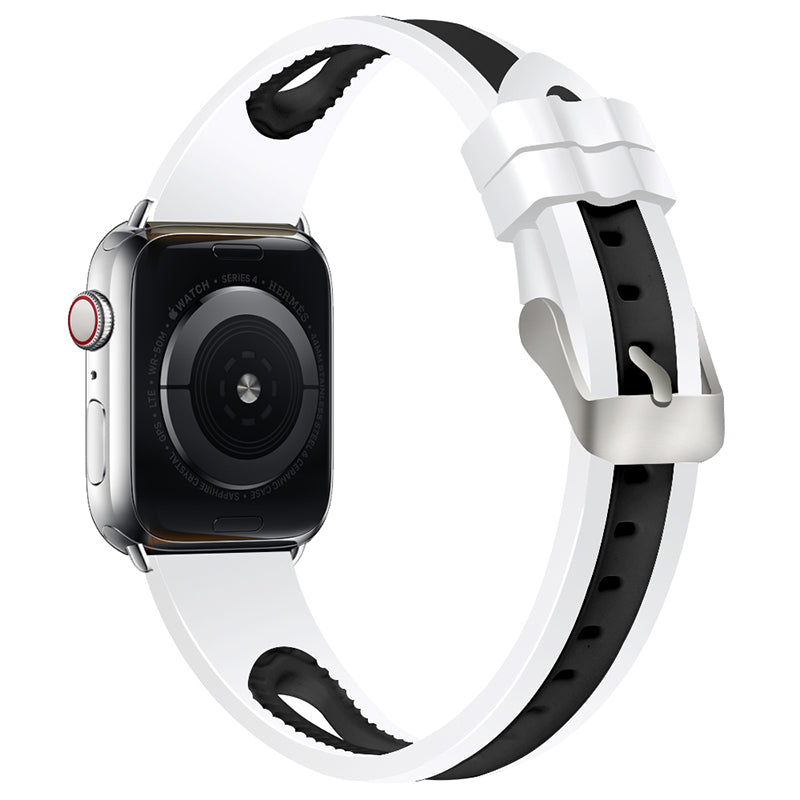 Sports Bi-color Watch Band Breathable Silicone Strap for Apple Watch Series 9 8 7 41mm 6 SE (2023) SE (2022) SE 5 4 40mm 3 2 1 38mm
