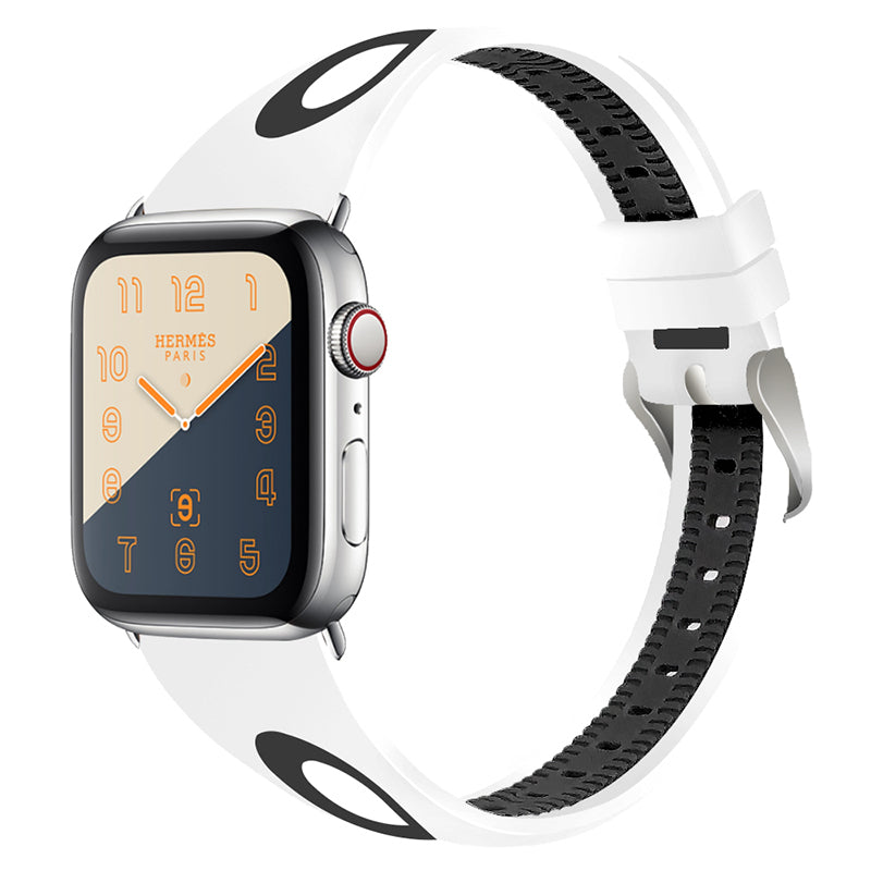 Sports Bi-color Watch Band Breathable Silicone Strap for Apple Watch Series 9 8 7 41mm 6 SE (2023) SE (2022) SE 5 4 40mm 3 2 1 38mm