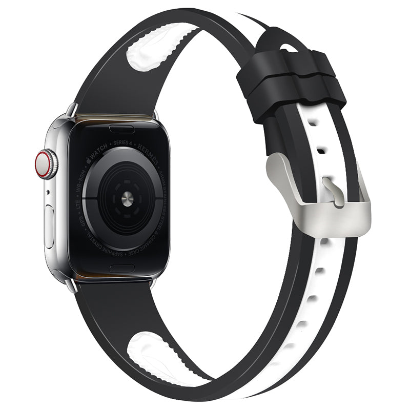 Sports Bi-color Watch Band Breathable Silicone Strap for Apple Watch Series 9 8 7 41mm 6 SE (2023) SE (2022) SE 5 4 40mm 3 2 1 38mm