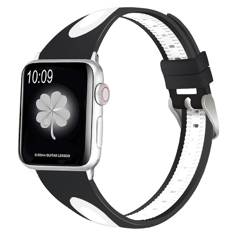 Sports Bi-color Watch Band Breathable Silicone Strap for Apple Watch Series 9 8 7 41mm 6 SE (2023) SE (2022) SE 5 4 40mm 3 2 1 38mm