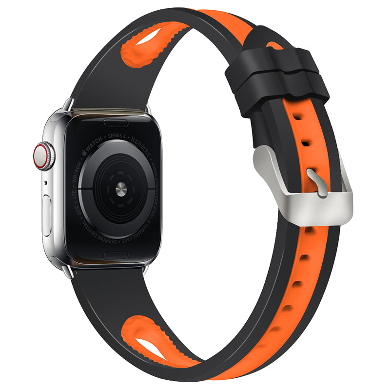 Sports Bi-color Watch Band Breathable Silicone Strap for Apple Watch Series 9 8 7 41mm 6 SE (2023) SE (2022) SE 5 4 40mm 3 2 1 38mm