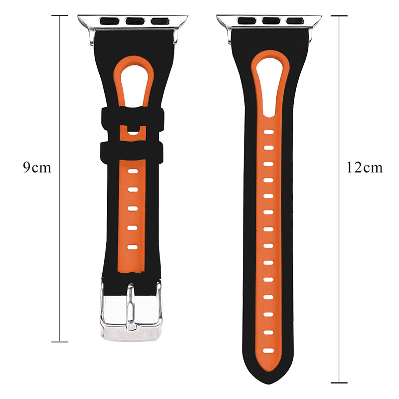 Sports Bi-color Watch Band Breathable Silicone Strap for Apple Watch Series 9 8 7 41mm 6 SE (2023) SE (2022) SE 5 4 40mm 3 2 1 38mm