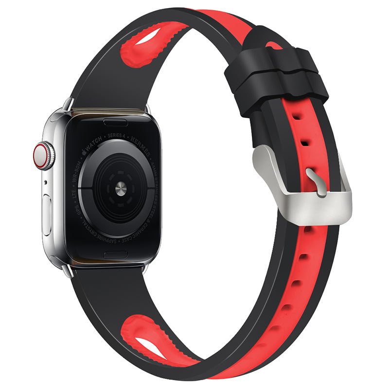 Sports Bi-color Watch Band Breathable Silicone Strap for Apple Watch Series 9 8 7 41mm 6 SE (2023) SE (2022) SE 5 4 40mm 3 2 1 38mm