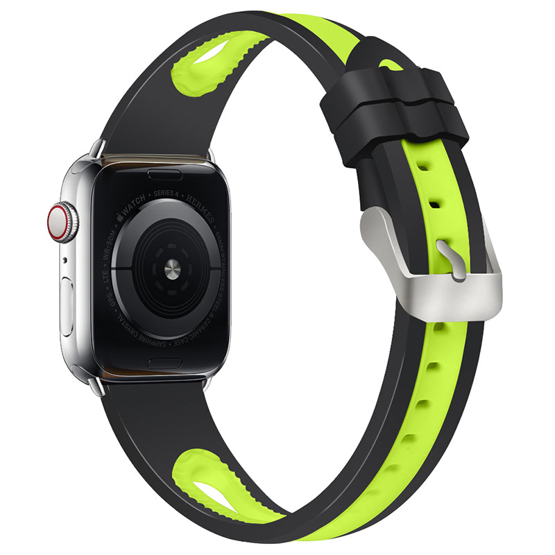 Sports Bi-color Watch Band Breathable Silicone Strap for Apple Watch Series 9 8 7 41mm 6 SE (2023) SE (2022) SE 5 4 40mm 3 2 1 38mm