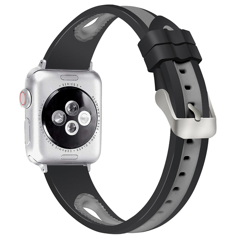 Sports Bi-color Watch Band Breathable Silicone Strap for Apple Watch Series 9 8 7 41mm 6 SE (2023) SE (2022) SE 5 4 40mm 3 2 1 38mm