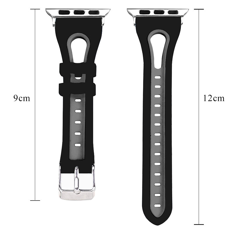 Sports Bi-color Watch Band Breathable Silicone Strap for Apple Watch Series 9 8 7 41mm 6 SE (2023) SE (2022) SE 5 4 40mm 3 2 1 38mm