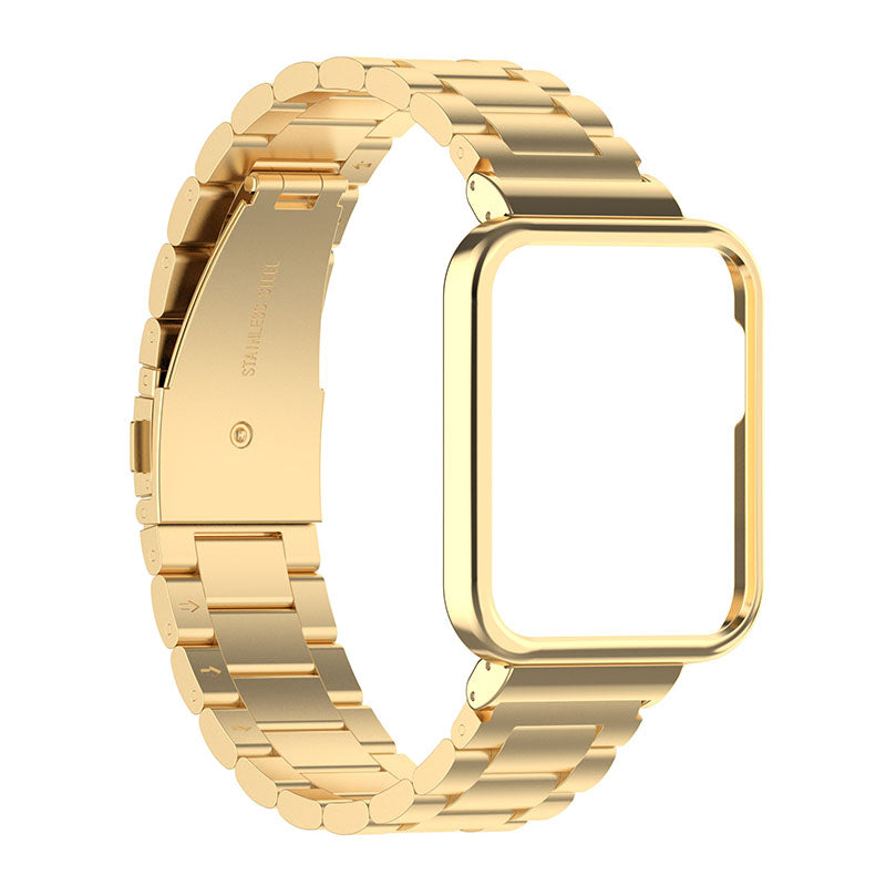 3 Beads Stainless Steel Watch Strap + Watch Case Protector Frame Combo for Xiaomi Redmi Watch 2 Redmi Horloge 2 Generation