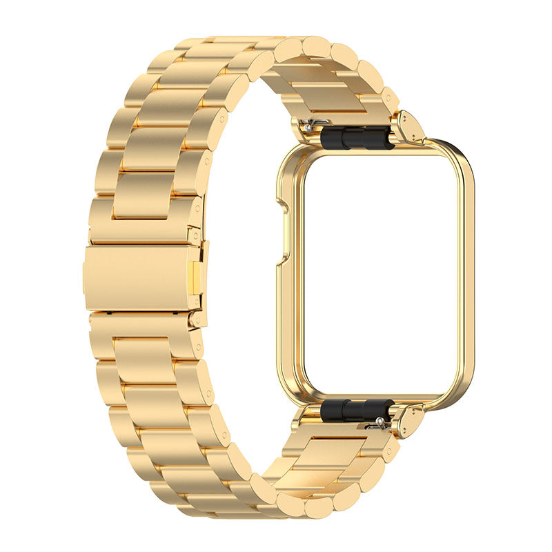 3 Beads Stainless Steel Watch Strap + Watch Case Protector Frame Combo for Xiaomi Redmi Watch 2 Redmi Horloge 2 Generation