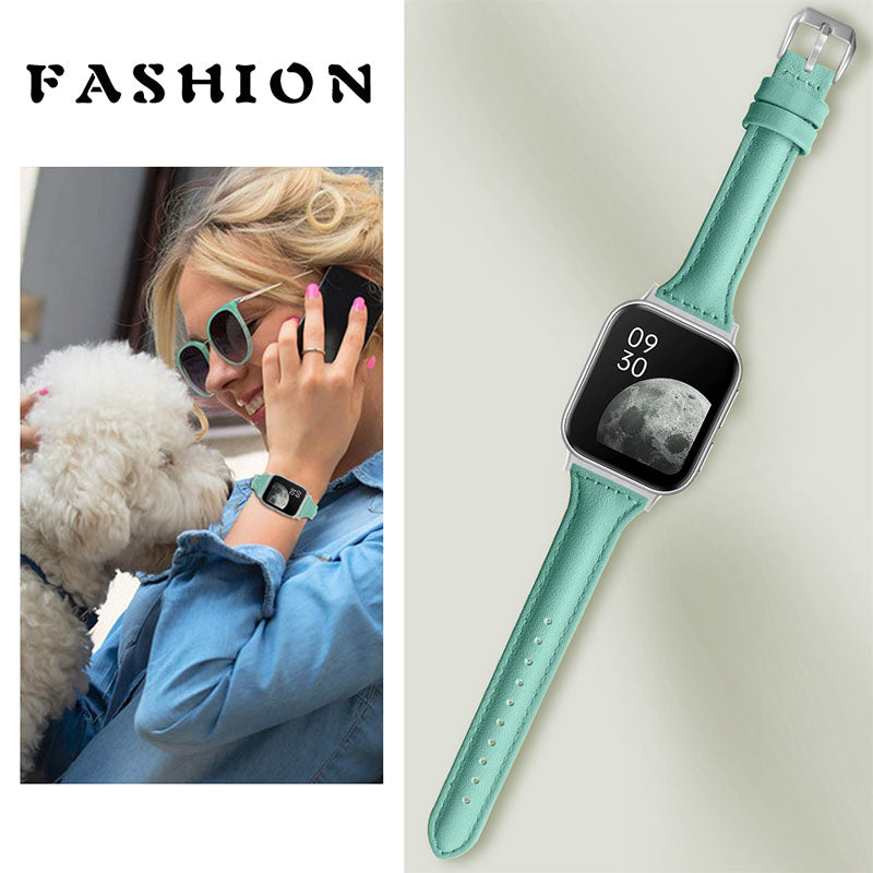 Quick Release Watch Band Top Grain Cowhide Genuine Leather Watch Strap for Oppo Watch 41mm