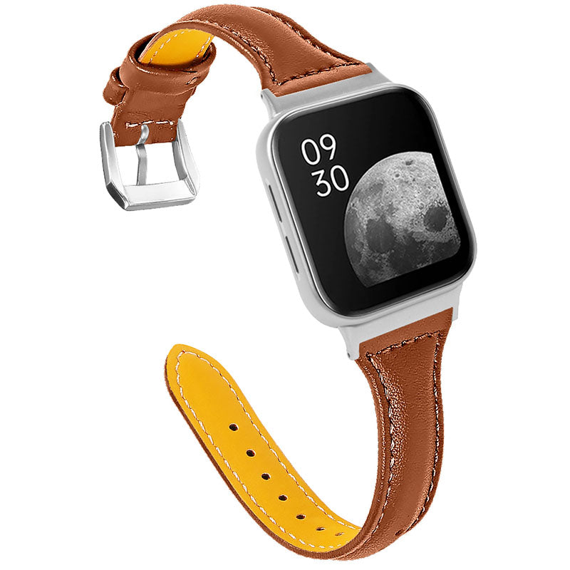 Top Layer Cowhide Genuine Leather Smart Watch Strap Replacement Watch Band for Oppo Watch 46mm