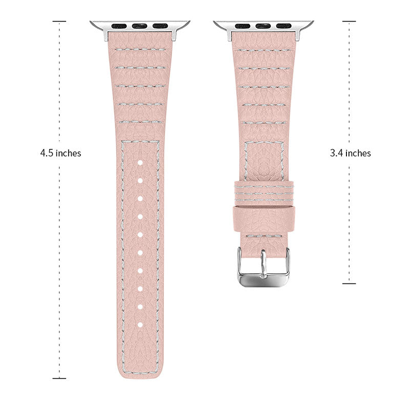Wave Texture Cowhide Genuine Leather Watchband Smart Watch Strap for Apple Watch Series 9 8 7 41mm 6 5 4 SE (2023) SE(2022) SE 40mm 3 2 1 38mm