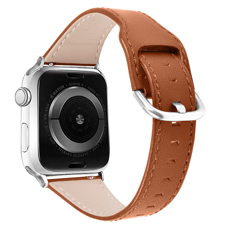 Durable Stylish Genuine Leather Watch Band Quick Release Strap Replacement for Apple Watch Ultra 2 49mm Series 9 45mm SE (2023) 44mm Ultra 49mm Series 8 45mm 7 45mm SE 44mm SE (2022) 44mm Series 6 5 4 44mm Series 1 2 3 42mm