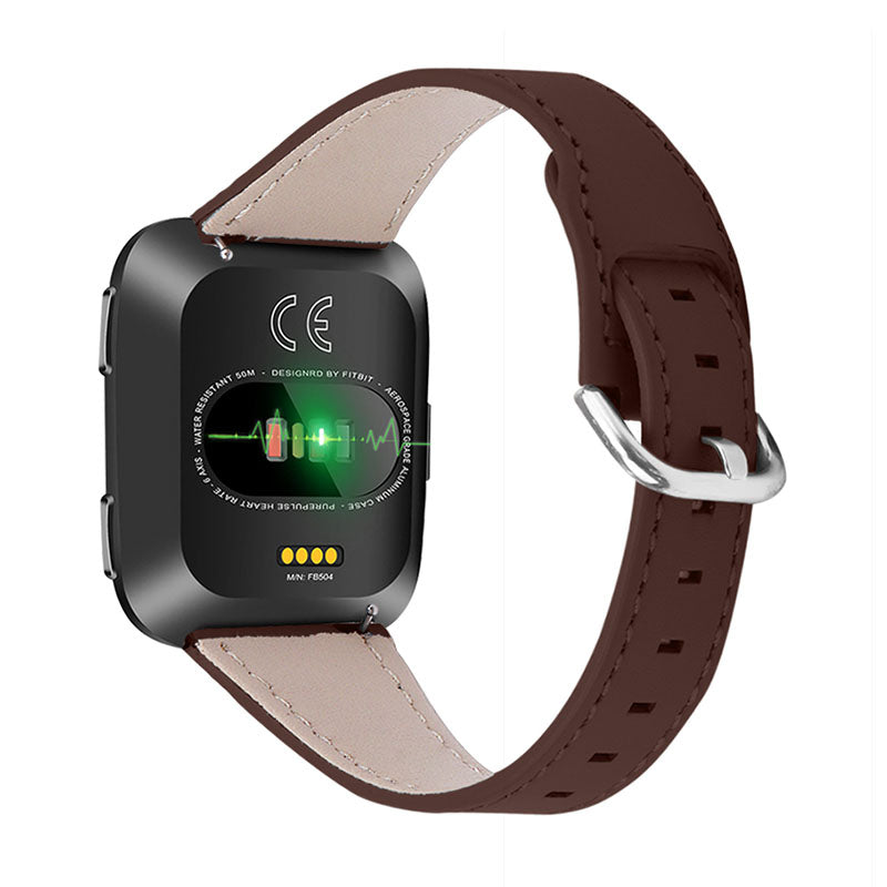 Cowhide Genuine Leather Watch Band Stainless Steel Buckle Wrist Strap for Fitbit Versa 2 Fitbit Versa Fitbit Versa Lite Fitbit Versa SE