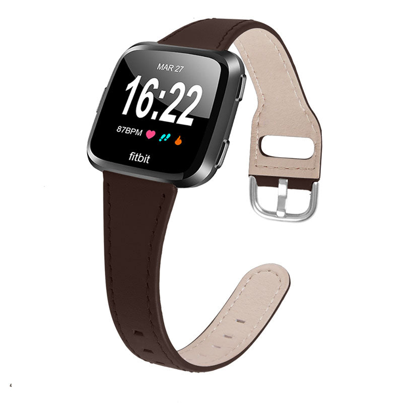 Cowhide Genuine Leather Watch Band Stainless Steel Buckle Wrist Strap for Fitbit Versa 2 Fitbit Versa Fitbit Versa Lite Fitbit Versa SE
