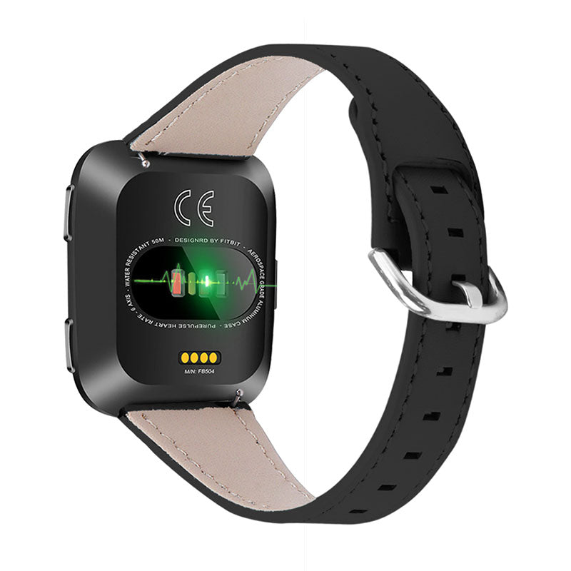 Cowhide Genuine Leather Watch Band Stainless Steel Buckle Wrist Strap for Fitbit Versa 2 Fitbit Versa Fitbit Versa Lite Fitbit Versa SE