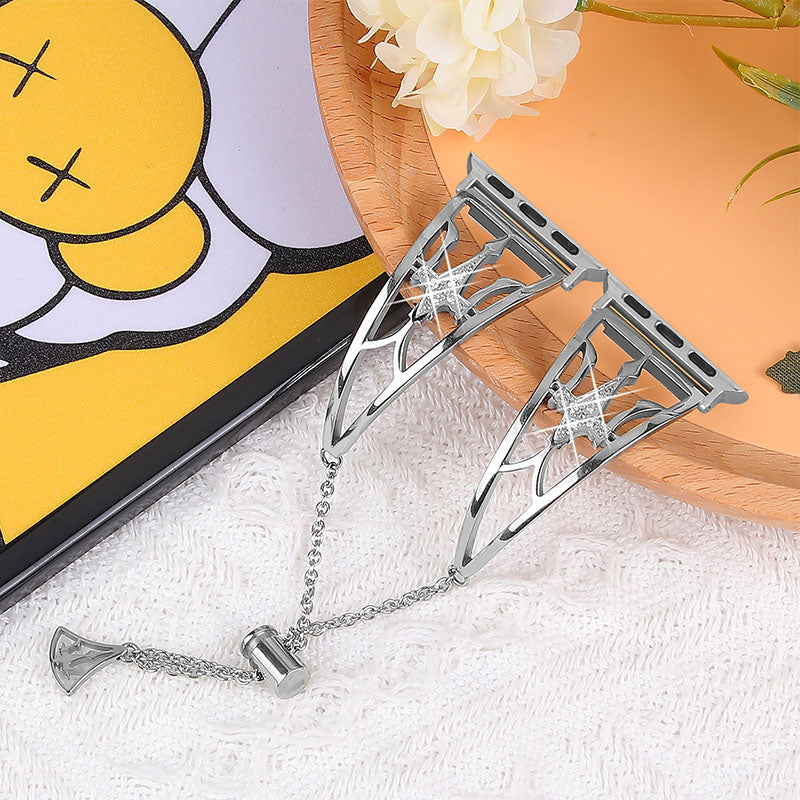 Hollow Out Rhinestone Watch Band Stainless Steel Metal Bracelet Wristband Strap for Apple Watch Series 8 41mm Series 7 41mm SE SE(2022) Series 6 5 4 40mm Series 3 2 1 38mm