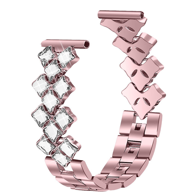 304 Stainless Steel Watch Strap Rhombus Rhinestone Decor Wristband Replacement for Samsung Gear S3 Classic S3 Frontier