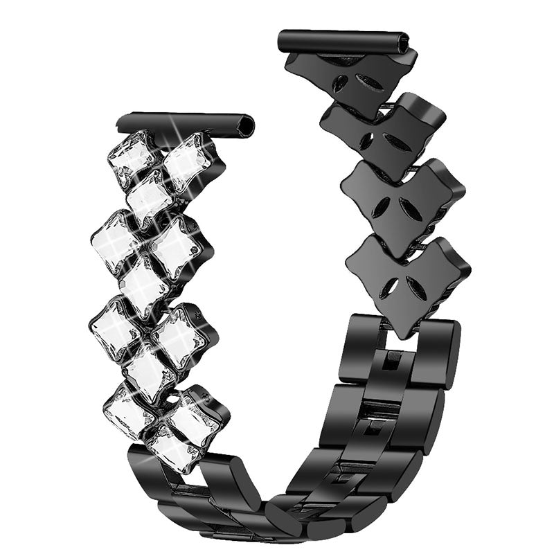 304 Stainless Steel Watch Strap Rhombus Rhinestone Decor Wristband Replacement for Samsung Gear S3 Classic S3 Frontier