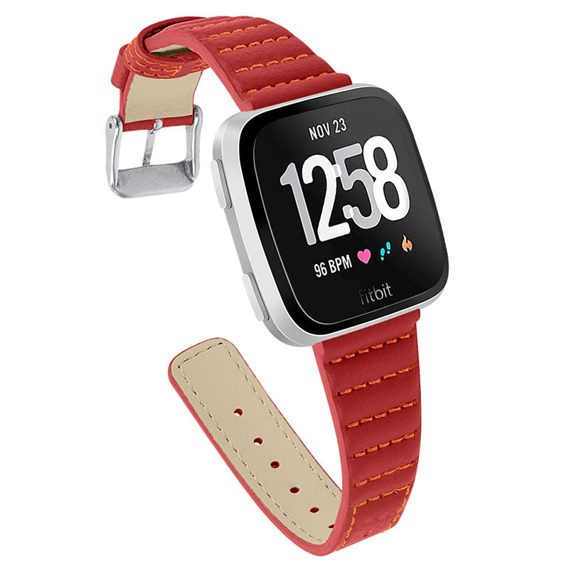 Wave Texture Top Layer Cowhide Genuine Leather Replacement Smart Watch Strap with Buckle for Fitbit Versa 2 Fitbit Versa Fitbit Versa Lite Fitbit Versa SE