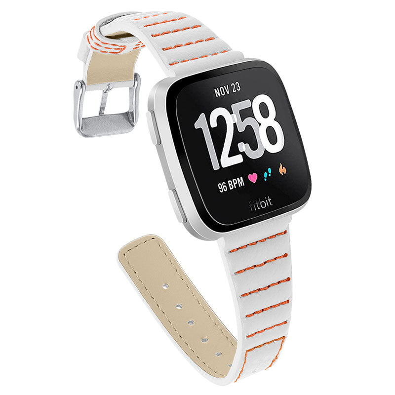 Wave Texture Top Layer Cowhide Genuine Leather Replacement Smart Watch Strap with Buckle for Fitbit Versa 2 Fitbit Versa Fitbit Versa Lite Fitbit Versa SE
