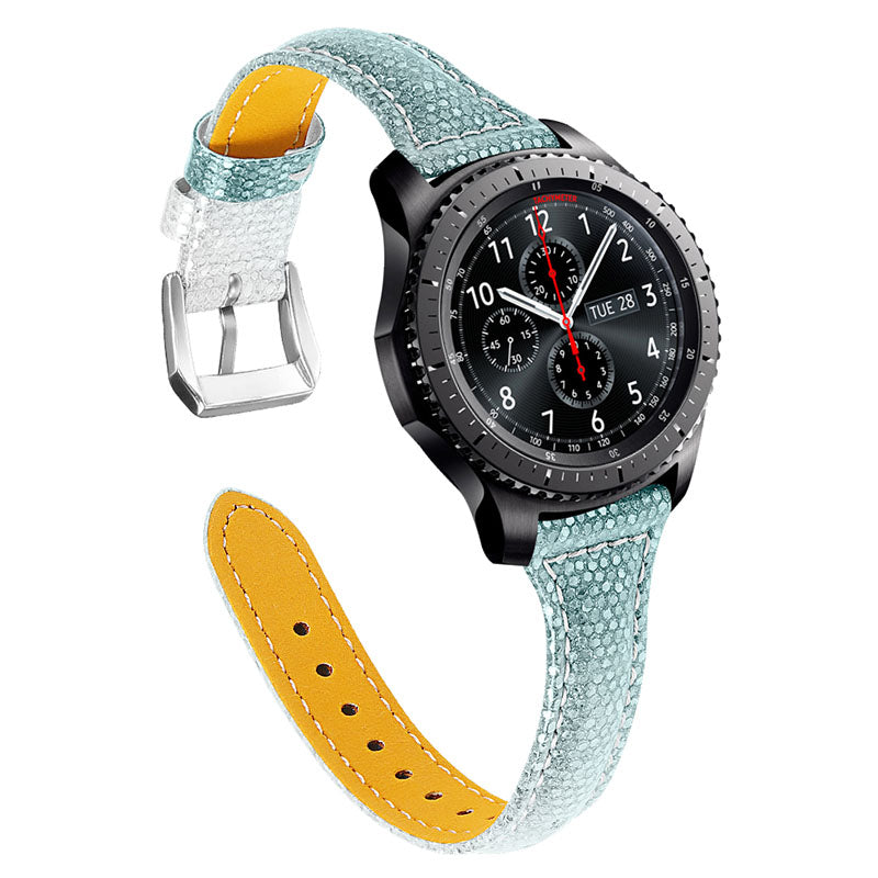 Glitter Sequins Gradient Color Cowhide Leather Watch Band Wristband Strap for Samsung Galaxy Watch6 40mm 44mm Watch6 Classic 43mm 47mm Watch 5 40mm 44mm 5 Pro 45mm Watch4 40mm 44mm