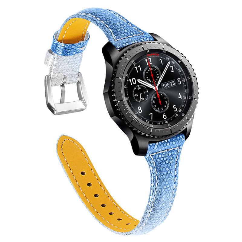 Glitter Sequins Gradient Color Cowhide Leather Watch Band Wristband Strap for Samsung Galaxy Watch6 40mm 44mm Watch6 Classic 43mm 47mm Watch 5 40mm 44mm 5 Pro 45mm Watch4 40mm 44mm