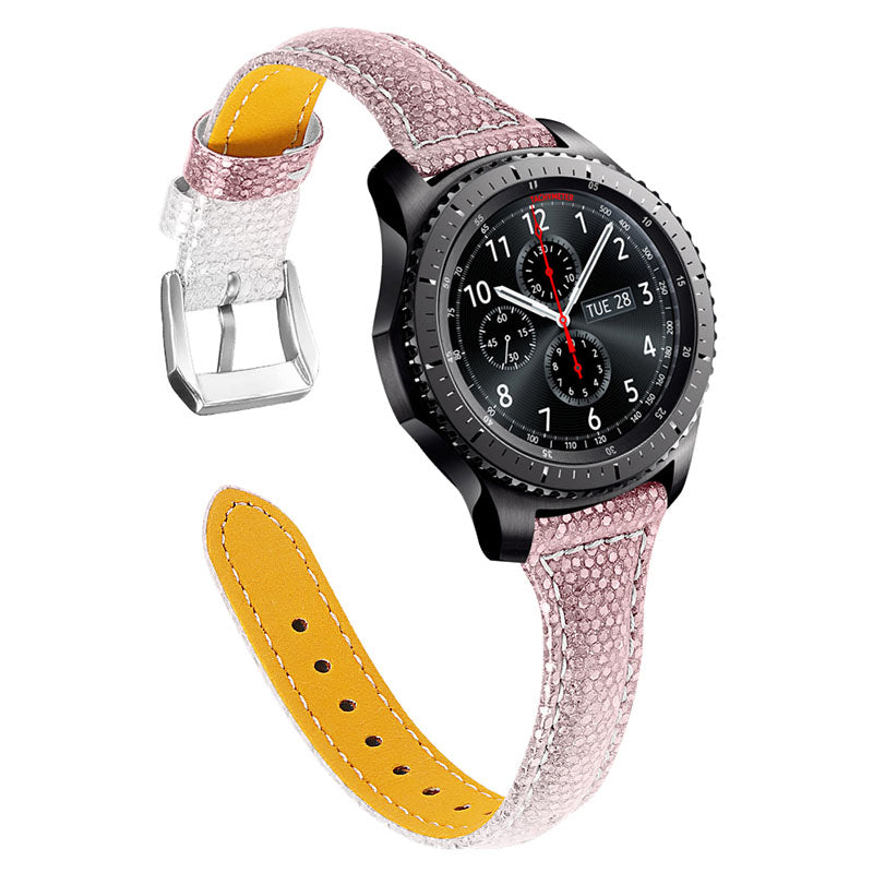 Glitter Sequins Gradient Color Cowhide Leather Watch Band Wristband Strap for Samsung Galaxy Watch6 40mm 44mm Watch6 Classic 43mm 47mm Watch 5 40mm 44mm 5 Pro 45mm Watch4 40mm 44mm