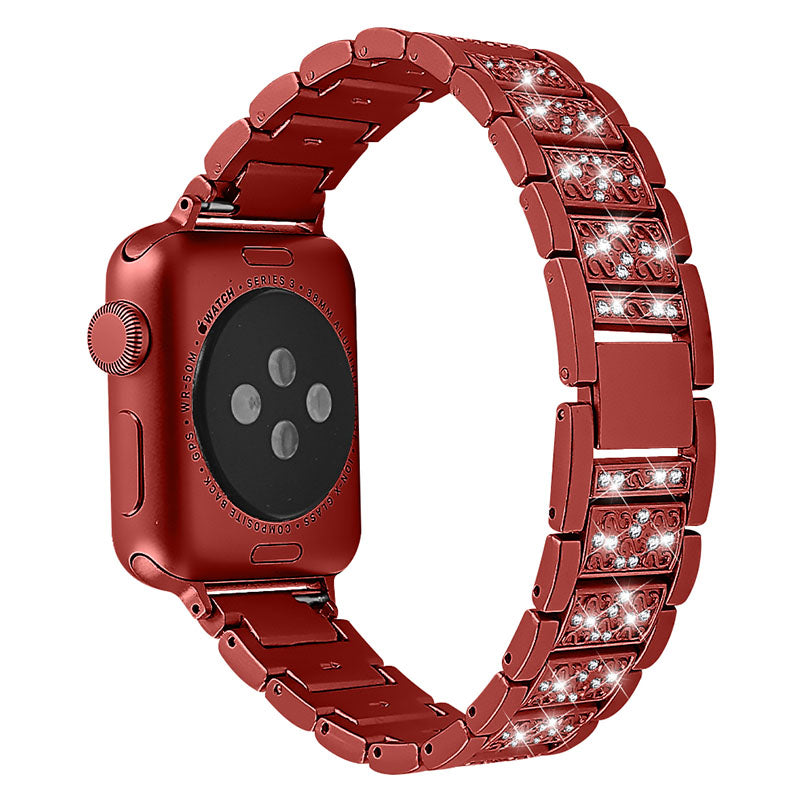 Stainless Steel Rhinestone Smart Watch Strap Watchband Replacement for Apple Watch Ultra 2 49mm Series 9 45mm SE (2023) 44mm Ultra 49mm Series 8 45mm 7 45mm 6 5 4 SE 44mm SE (2022) 44mm 3 2 1 42mm