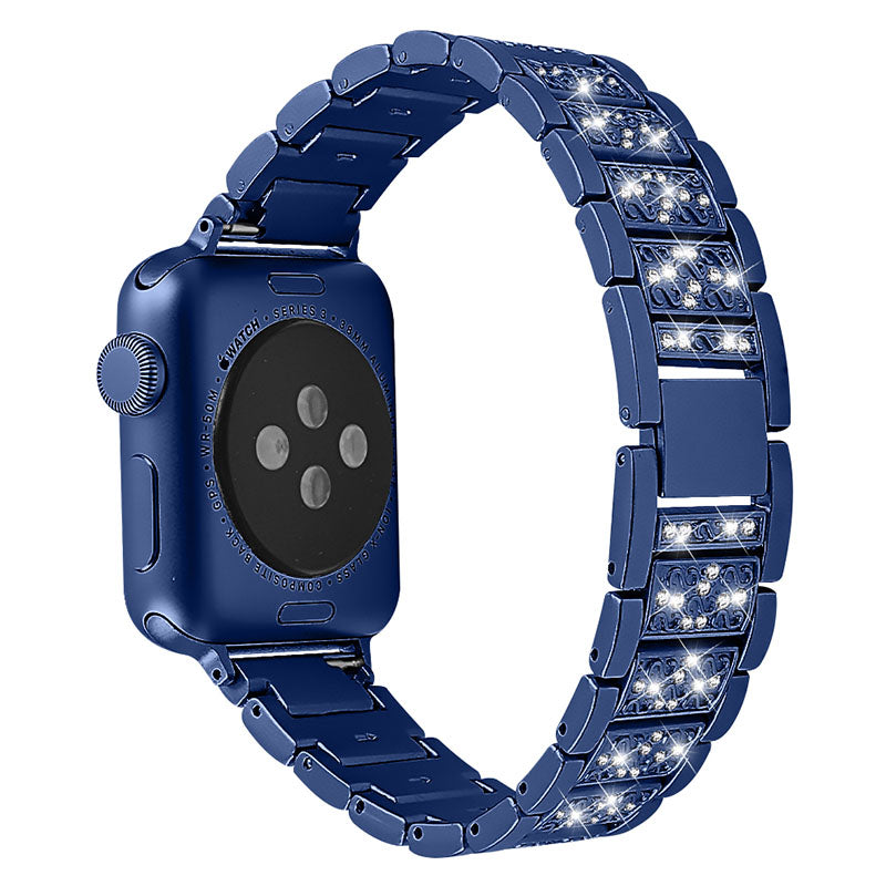 Stainless Steel Rhinestone Smart Watch Strap Watchband Replacement for Apple Watch Ultra 2 49mm Series 9 45mm SE (2023) 44mm Ultra 49mm Series 8 45mm 7 45mm 6 5 4 SE 44mm SE (2022) 44mm 3 2 1 42mm
