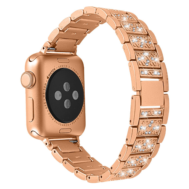 Stainless Steel Rhinestone Smart Watch Strap Watchband Replacement for Apple Watch Ultra 2 49mm Series 9 45mm SE (2023) 44mm Ultra 49mm Series 8 45mm 7 45mm 6 5 4 SE 44mm SE (2022) 44mm 3 2 1 42mm