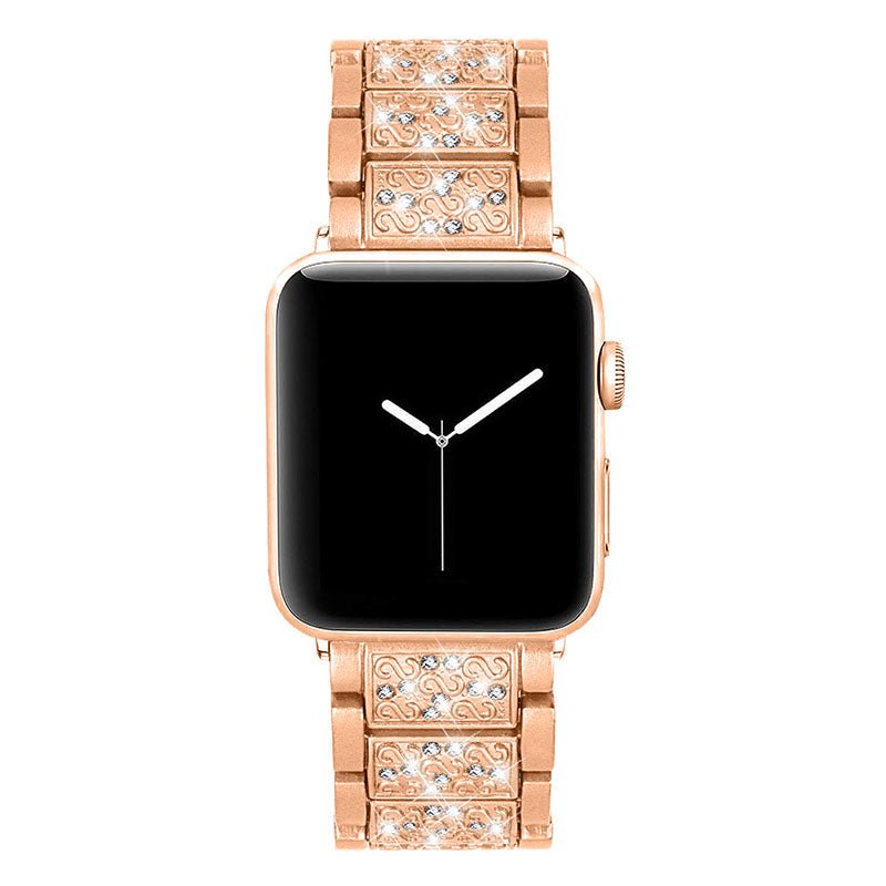 Stainless Steel Rhinestone Smart Watch Strap Watchband Replacement for Apple Watch Ultra 2 49mm Series 9 45mm SE (2023) 44mm Ultra 49mm Series 8 45mm 7 45mm 6 5 4 SE 44mm SE (2022) 44mm 3 2 1 42mm