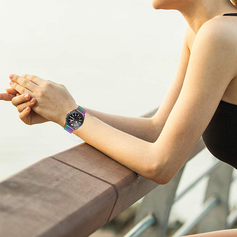 Breathable Strap with Tortoise Back Buckle Milanese Stainless Steel Watch Band for Samsung Galaxy Watch6 40mm 44mm Watch6 Classic 43mm 47mm Watch 5 40mm 44mm 5 Pro 45mm Watch4 40mm 44mm