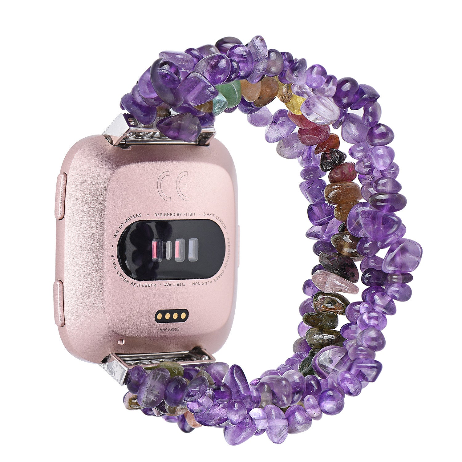 Four Rows Natural Stones Watch Band Strap Wrist Bracelet for Fitbit Versa Fitbit Versa 2