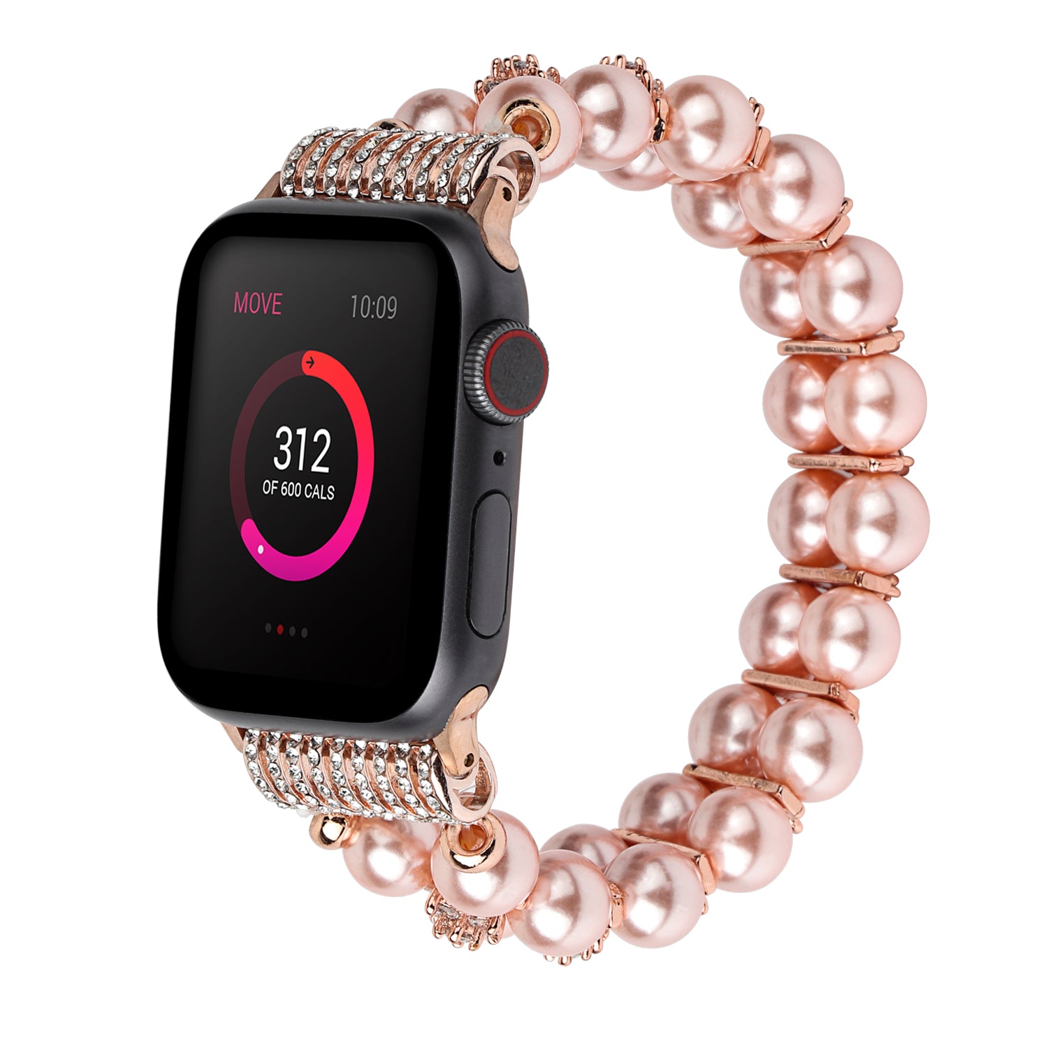 Faux Pearl Rhinestone Decor Wrist Strap Smart Watch Band Bracelet for Apple Watch Series 9 8 7 41mm 6 5 4 SE (2023) SE(2022) SE 40mm 3 2 1 38mm