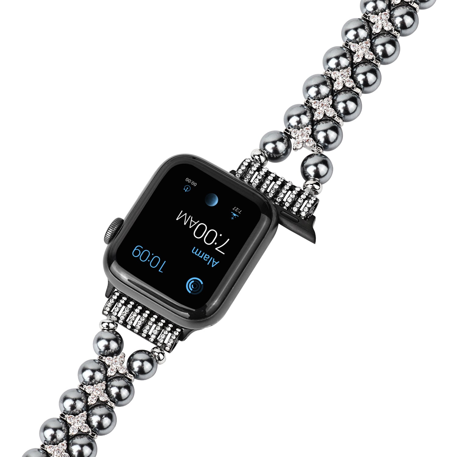 Faux Pearl Rhinestone Decor Wrist Strap Smart Watch Band Bracelet for Apple Watch Series 9 8 7 41mm 6 5 4 SE (2023) SE(2022) SE 40mm 3 2 1 38mm