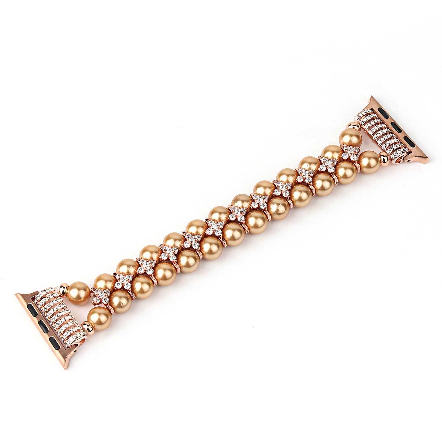 Faux Pearl Rhinestone Decor Wrist Strap Smart Watch Band Bracelet for Apple Watch Series 9 8 7 41mm 6 5 4 SE (2023) SE(2022) SE 40mm 3 2 1 38mm