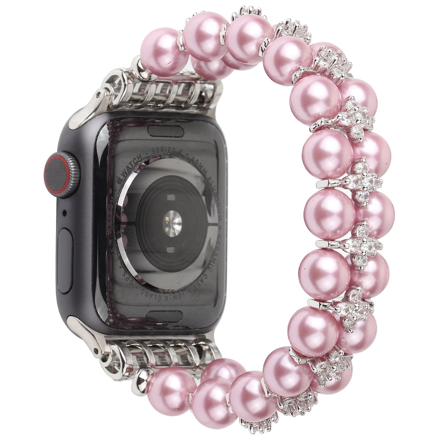 Faux Pearl Rhinestone Decor Wrist Strap Smart Watch Band Bracelet for Apple Watch Series 9 8 7 41mm 6 5 4 SE (2023) SE(2022) SE 40mm 3 2 1 38mm