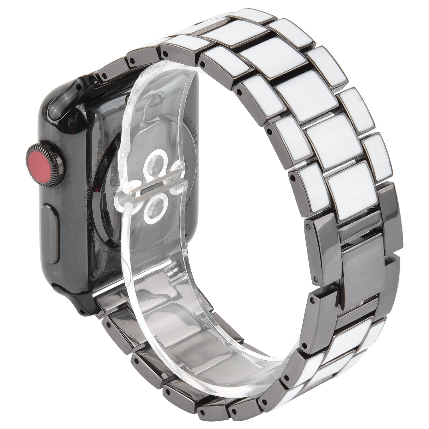 3 Beads Metal Epoxy Watch Strap Wristband Replacement for Apple Watch Ultra 2 49mm Series 9 45mm SE (2023) 44mm Ultra 49mm Series 8 45mm 7 45mm Series 6 5 4 SE 44mm SE (2022) 44mm Series 3 2 1 42mm