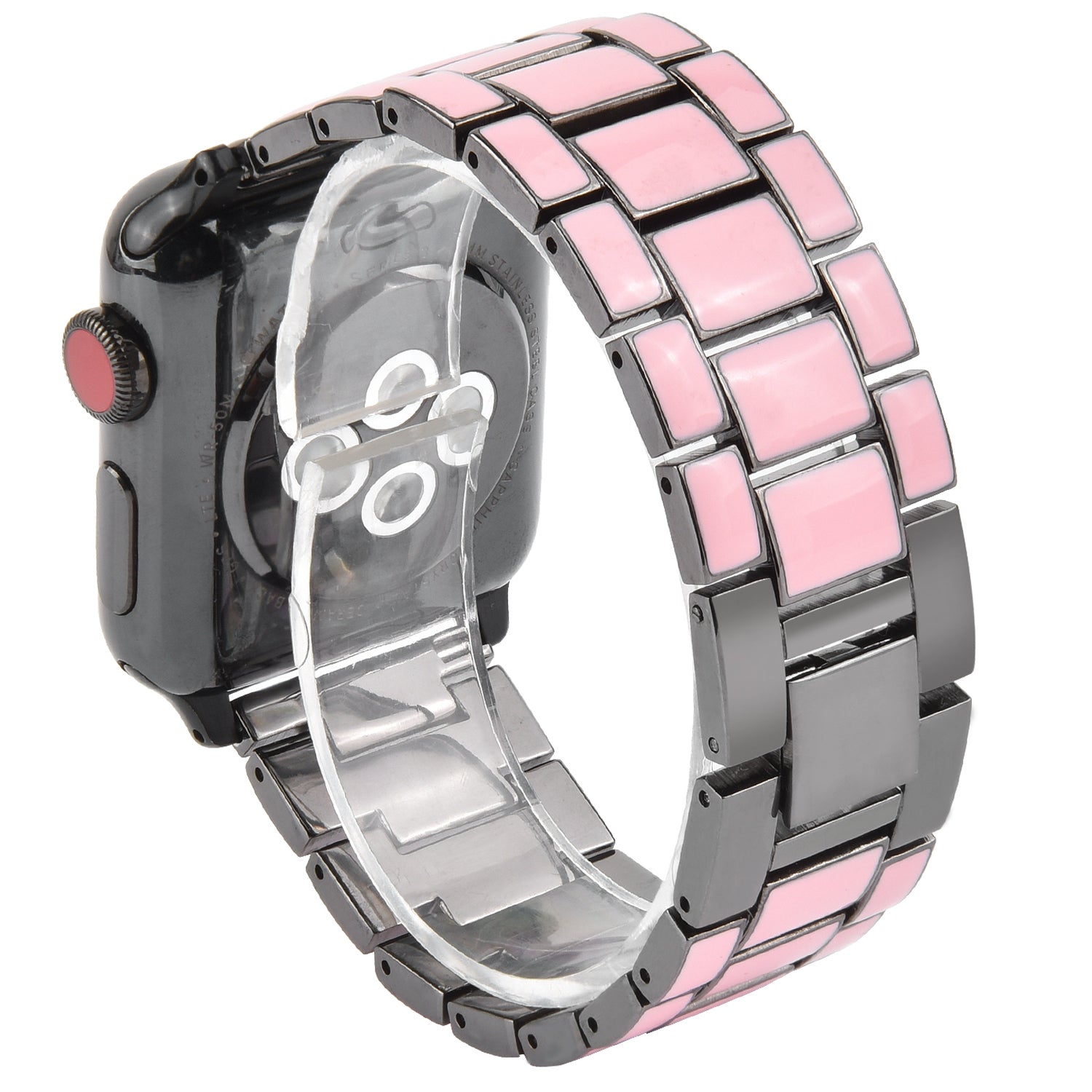 3 Beads Metal Epoxy Watch Strap Wristband Replacement for Apple Watch Ultra 2 49mm Series 9 45mm SE (2023) 44mm Ultra 49mm Series 8 45mm 7 45mm Series 6 5 4 SE 44mm SE (2022) 44mm Series 3 2 1 42mm