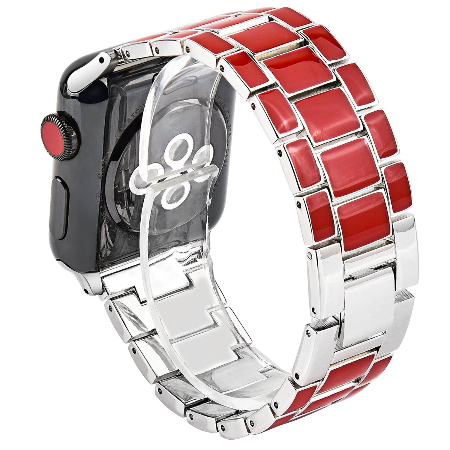 3 Beads Metal Epoxy Watch Strap Wristband Replacement for Apple Watch Ultra 2 49mm Series 9 45mm SE (2023) 44mm Ultra 49mm Series 8 45mm 7 45mm Series 6 5 4 SE 44mm SE (2022) 44mm Series 3 2 1 42mm