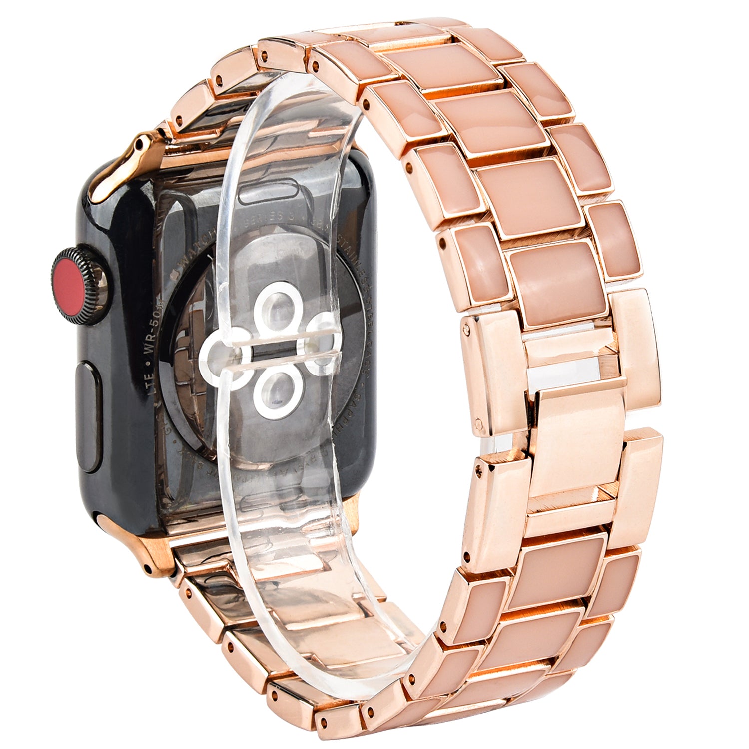 3 Beads Metal Epoxy Watch Strap Wristband Replacement for Apple Watch Ultra 2 49mm Series 9 45mm SE (2023) 44mm Ultra 49mm Series 8 45mm 7 45mm Series 6 5 4 SE 44mm SE (2022) 44mm Series 3 2 1 42mm