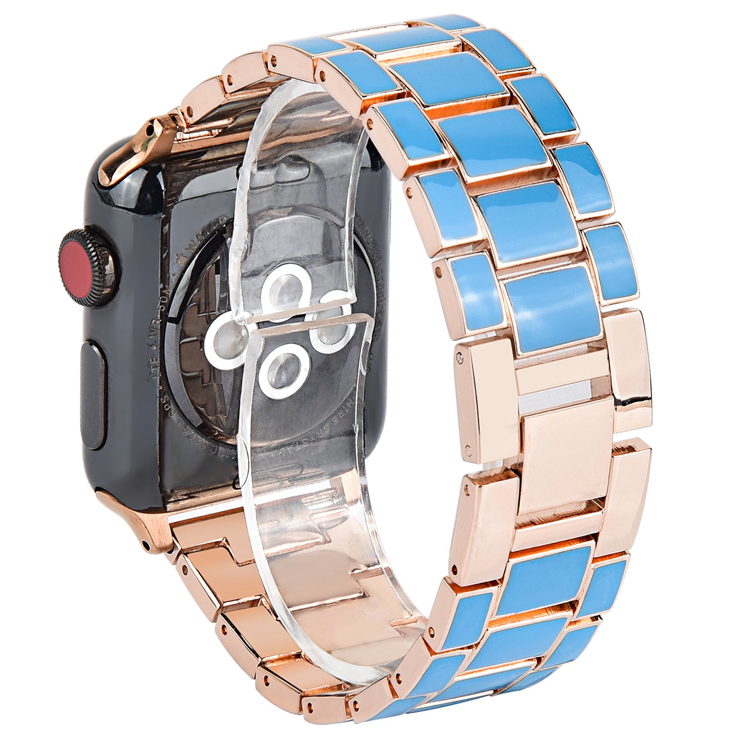 3 Beads Metal Epoxy Watch Strap Wristband Replacement for Apple Watch Ultra 2 49mm Series 9 45mm SE (2023) 44mm Ultra 49mm Series 8 45mm 7 45mm Series 6 5 4 SE 44mm SE (2022) 44mm Series 3 2 1 42mm