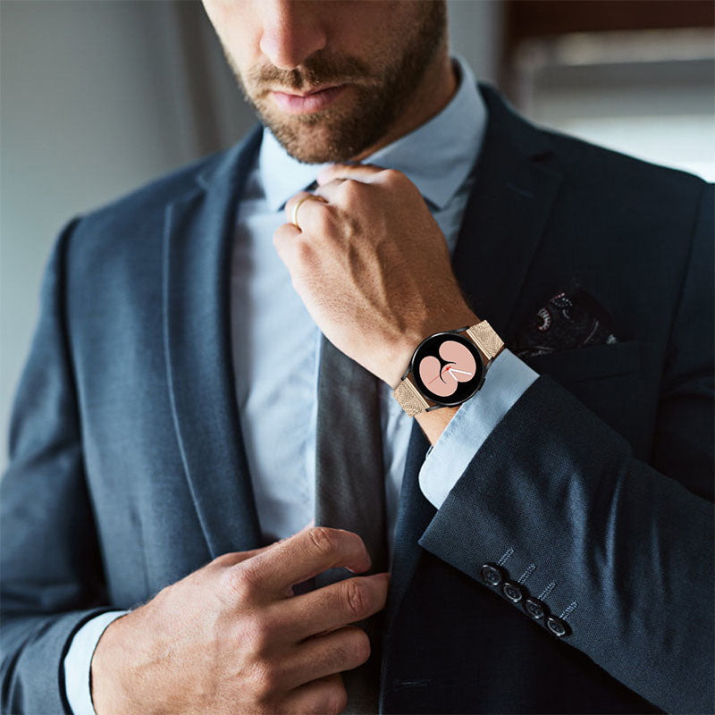 20mm Fine Mesh Stainless Steel T-Shaped Milanese Watch Band Wrist Strap for Samsung Galaxy Watch4 Classic 42mm 46mm Galaxy Watch Active Galaxy Watch Active2 40mm 44mm