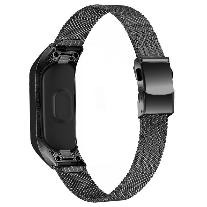 Folding Buckle Milanese Watch Strap Stainless Steel Wrist Band Replacement for Xiaomi Mi Band 3 4