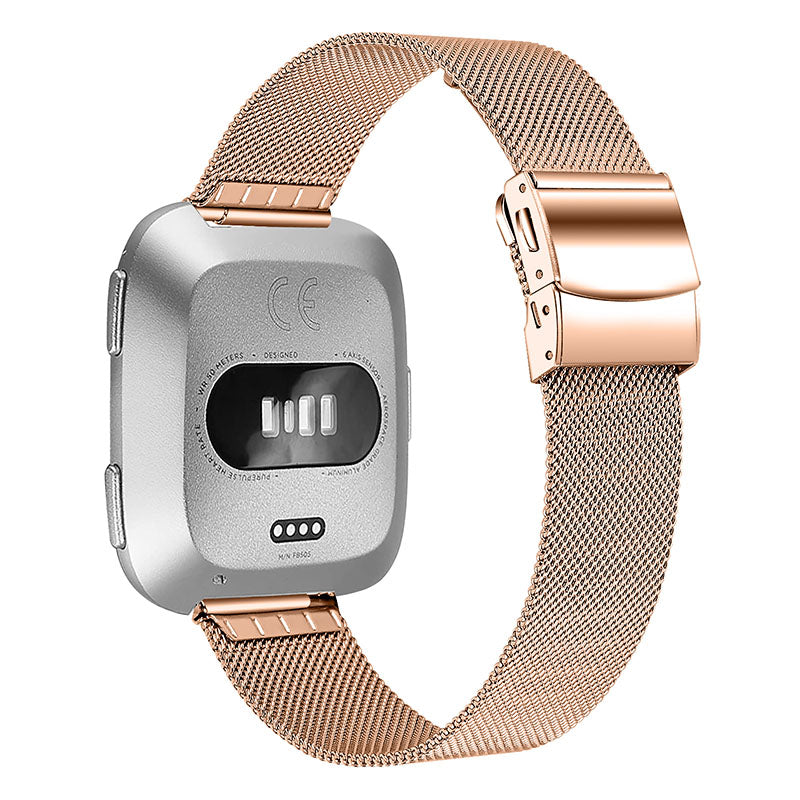 Stainless Steel Smart Watch Band Folding Buckle Milanese Wrist Strap Replacement for Fitbit Versa Fitbit Versa 2
