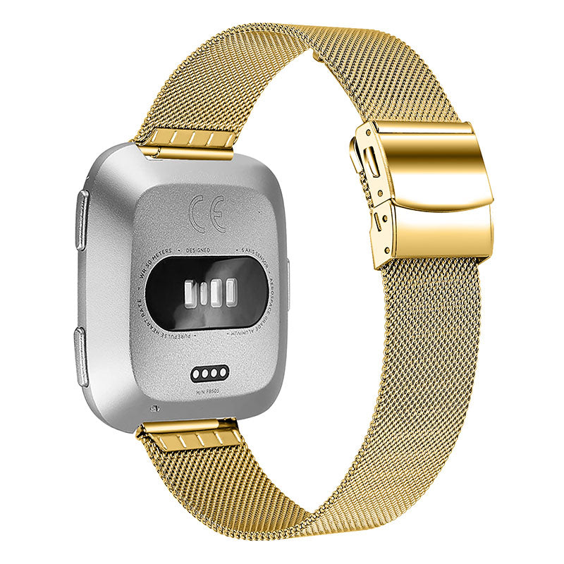 Stainless Steel Smart Watch Band Folding Buckle Milanese Wrist Strap Replacement for Fitbit Versa Fitbit Versa 2