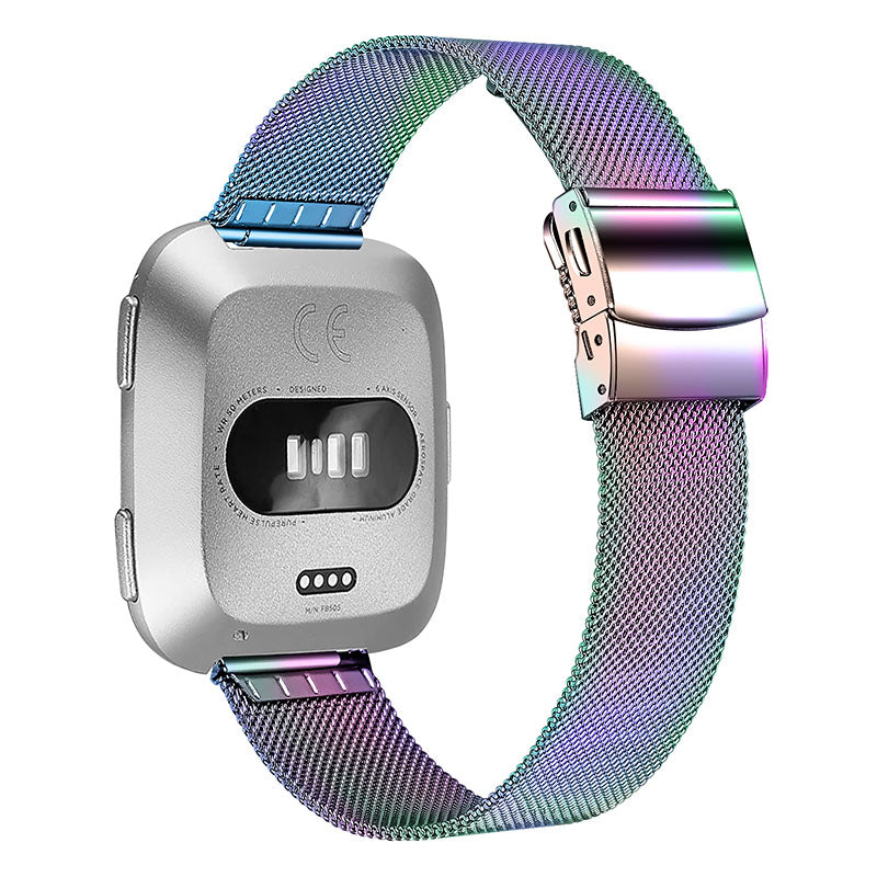 Stainless Steel Smart Watch Band Folding Buckle Milanese Wrist Strap Replacement for Fitbit Versa Fitbit Versa 2