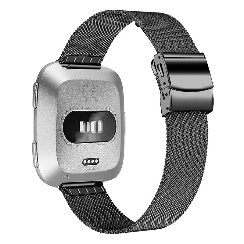 Stainless Steel Smart Watch Band Folding Buckle Milanese Wrist Strap Replacement for Fitbit Versa Fitbit Versa 2